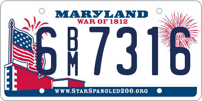 MD license plate 6BM7316