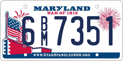 MD license plate 6BM7351