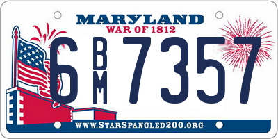 MD license plate 6BM7357