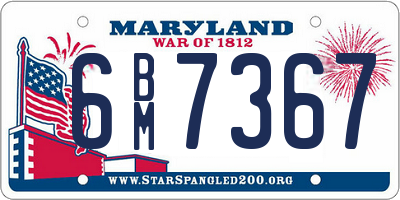 MD license plate 6BM7367