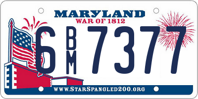 MD license plate 6BM7377