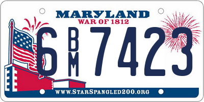 MD license plate 6BM7423