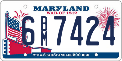 MD license plate 6BM7424