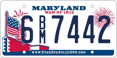 MD license plate 6BM7442