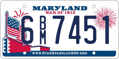 MD license plate 6BM7451