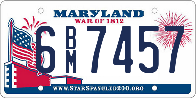 MD license plate 6BM7457