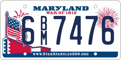 MD license plate 6BM7476