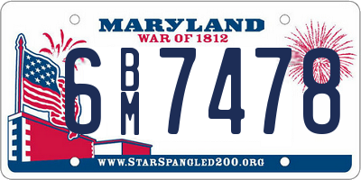 MD license plate 6BM7478