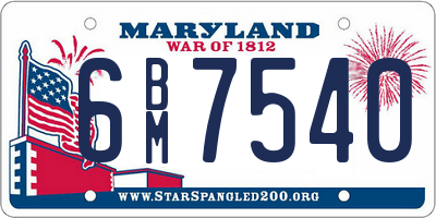 MD license plate 6BM7540