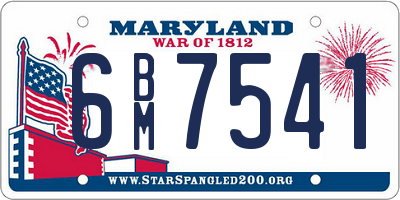 MD license plate 6BM7541