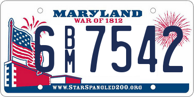 MD license plate 6BM7542