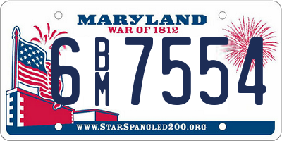 MD license plate 6BM7554