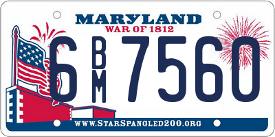 MD license plate 6BM7560