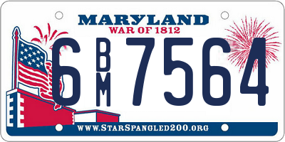 MD license plate 6BM7564