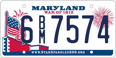 MD license plate 6BM7574
