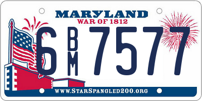 MD license plate 6BM7577