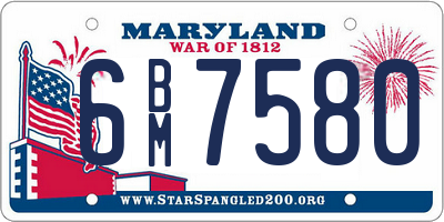 MD license plate 6BM7580