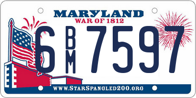 MD license plate 6BM7597