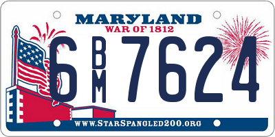 MD license plate 6BM7624