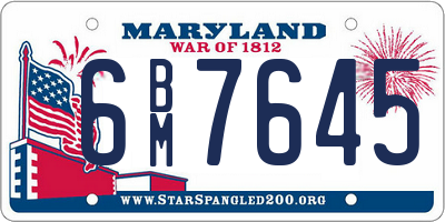 MD license plate 6BM7645