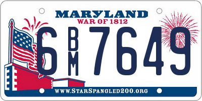 MD license plate 6BM7649