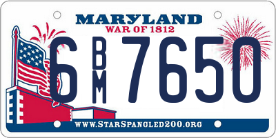 MD license plate 6BM7650