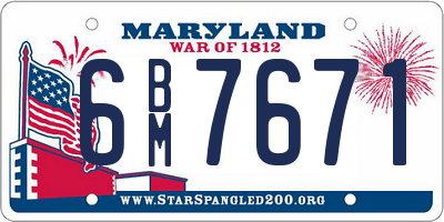 MD license plate 6BM7671