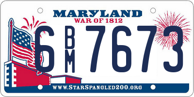 MD license plate 6BM7673