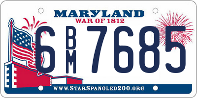 MD license plate 6BM7685