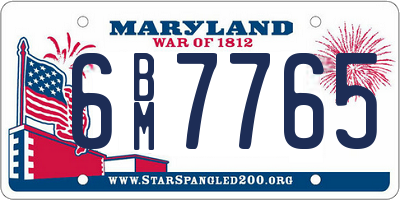 MD license plate 6BM7765