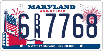 MD license plate 6BM7768