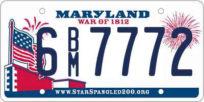MD license plate 6BM7772