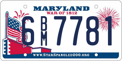 MD license plate 6BM7781