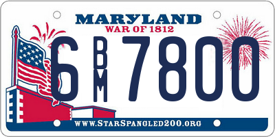 MD license plate 6BM7800
