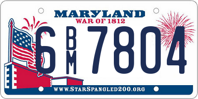 MD license plate 6BM7804