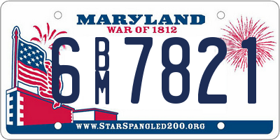 MD license plate 6BM7821