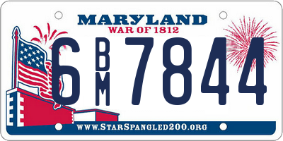 MD license plate 6BM7844