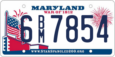 MD license plate 6BM7854