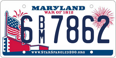 MD license plate 6BM7862