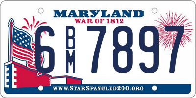 MD license plate 6BM7897