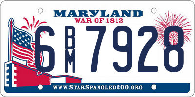 MD license plate 6BM7928