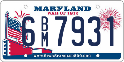 MD license plate 6BM7931