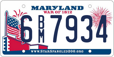 MD license plate 6BM7934