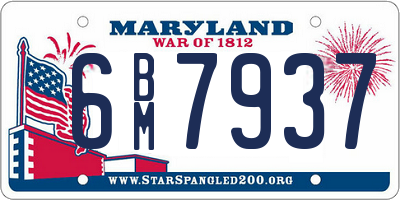 MD license plate 6BM7937