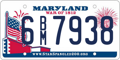 MD license plate 6BM7938