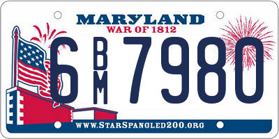 MD license plate 6BM7980