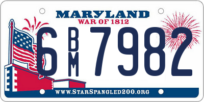 MD license plate 6BM7982