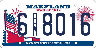 MD license plate 6BM8016