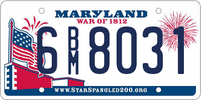 MD license plate 6BM8031