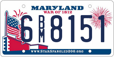 MD license plate 6BM8151